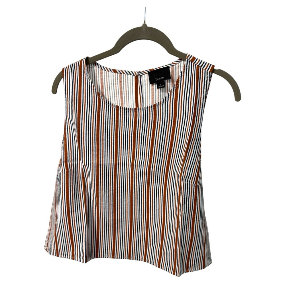 Lumiere Rust Multi Stripe Sleeveless Top